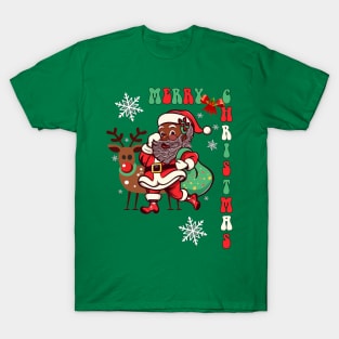 Merry Christmas Santa & Reindeer T-Shirt